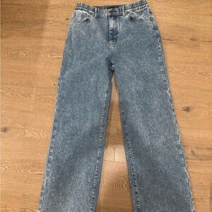 High-Rise Wide-Leg Women's Jeans - Vintage Acid Wash Blue
